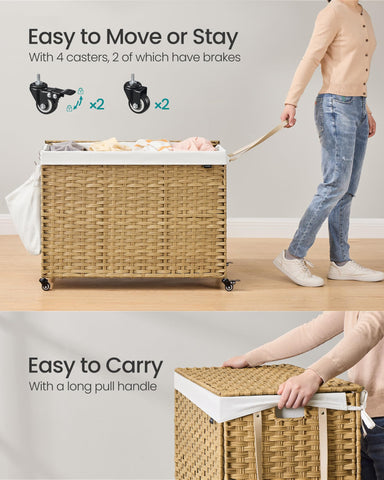 SONGMICS breathable waterproof PP rattan keeps garments dry and ventilated.