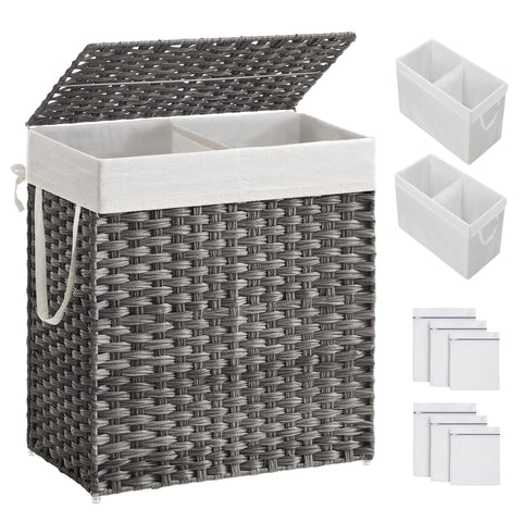SONGMICS laundry hamper with lid in gray keeps odors contained and rooms tidy