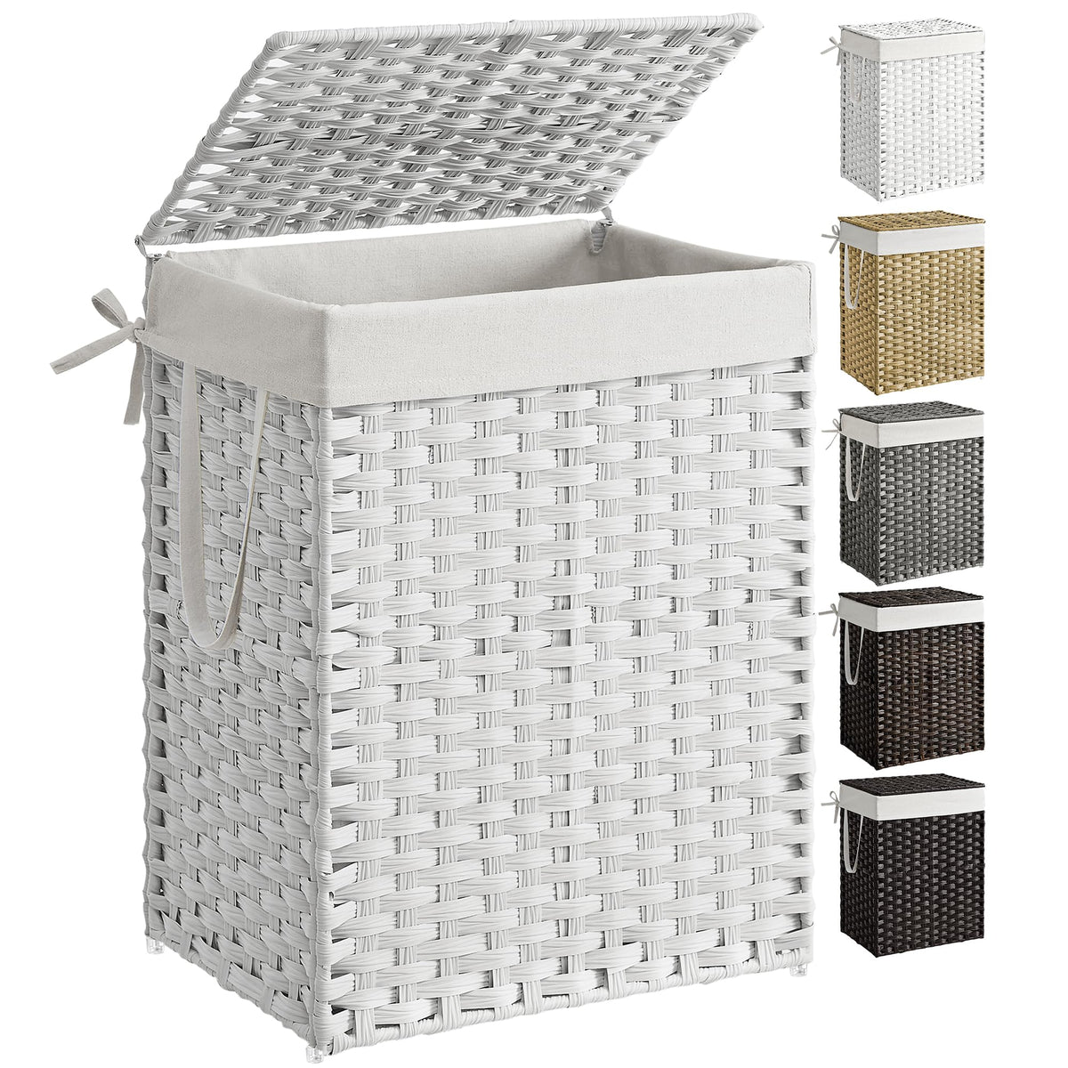 SONGMICS laundry hamper with lid, easy-access design to hide laundry