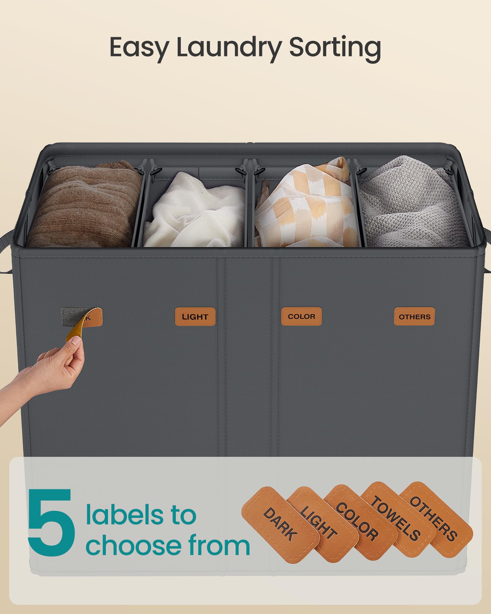 SONGMICS lid protects clothes from dust and preserves privacy.