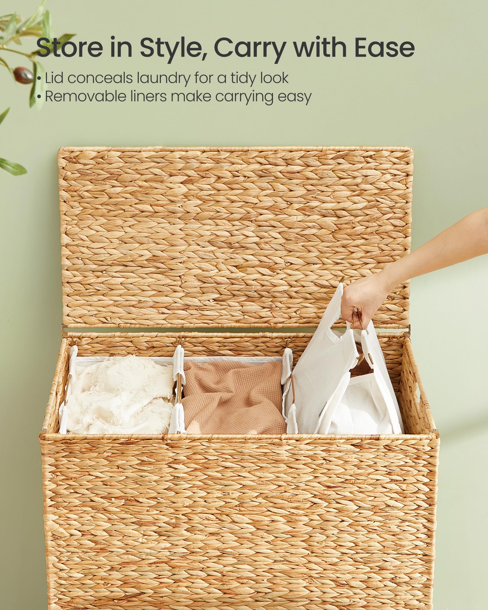 SongMics lid keeps laundry out of sight and reduces dust exposure.