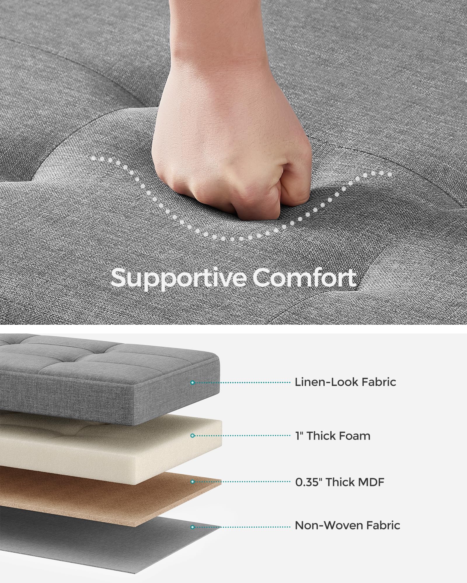 SONGMICS linen-look tufted cover adds elegant style and comfort