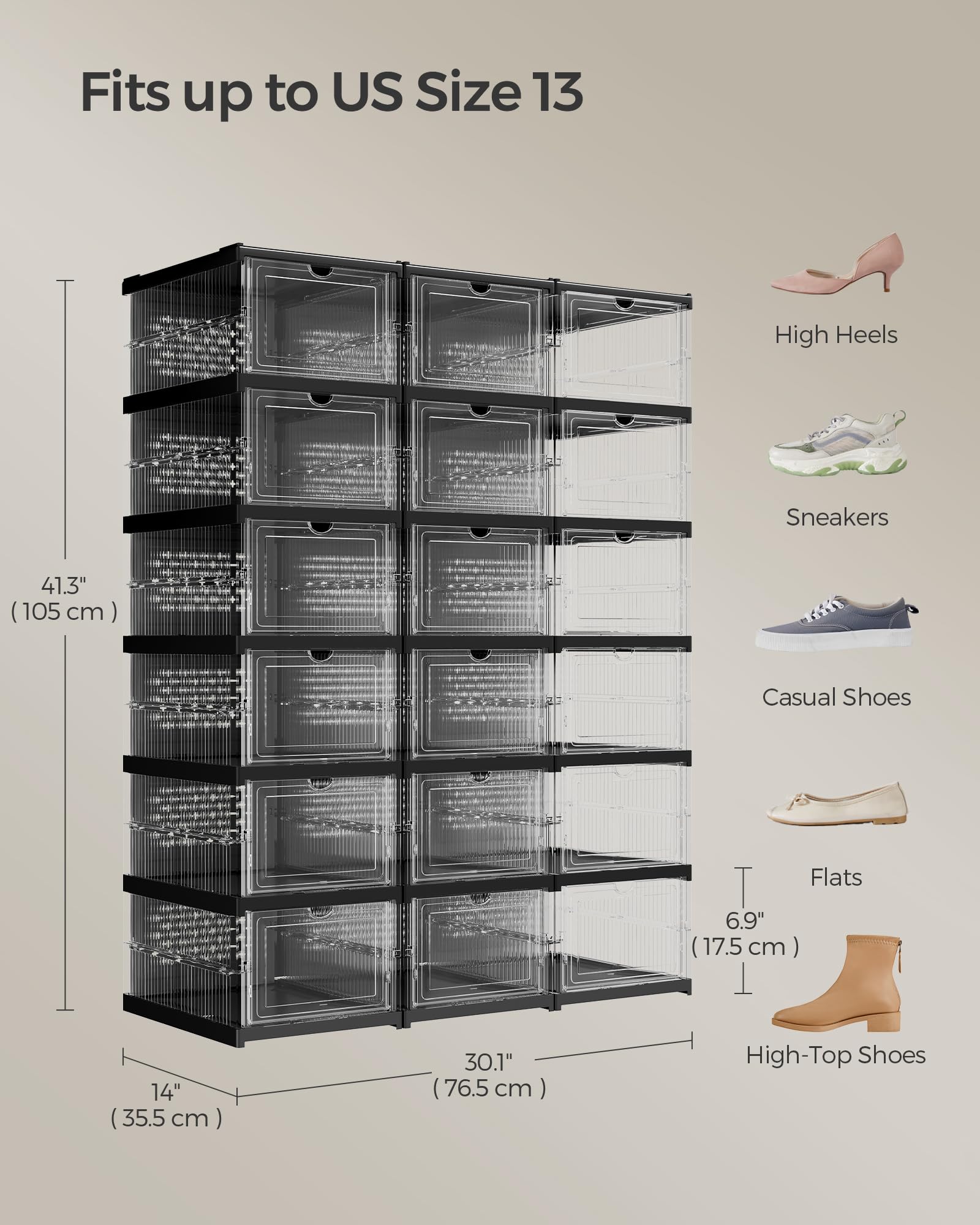 SONGMICS living room setup showcases minimalist style and tidy footwear.