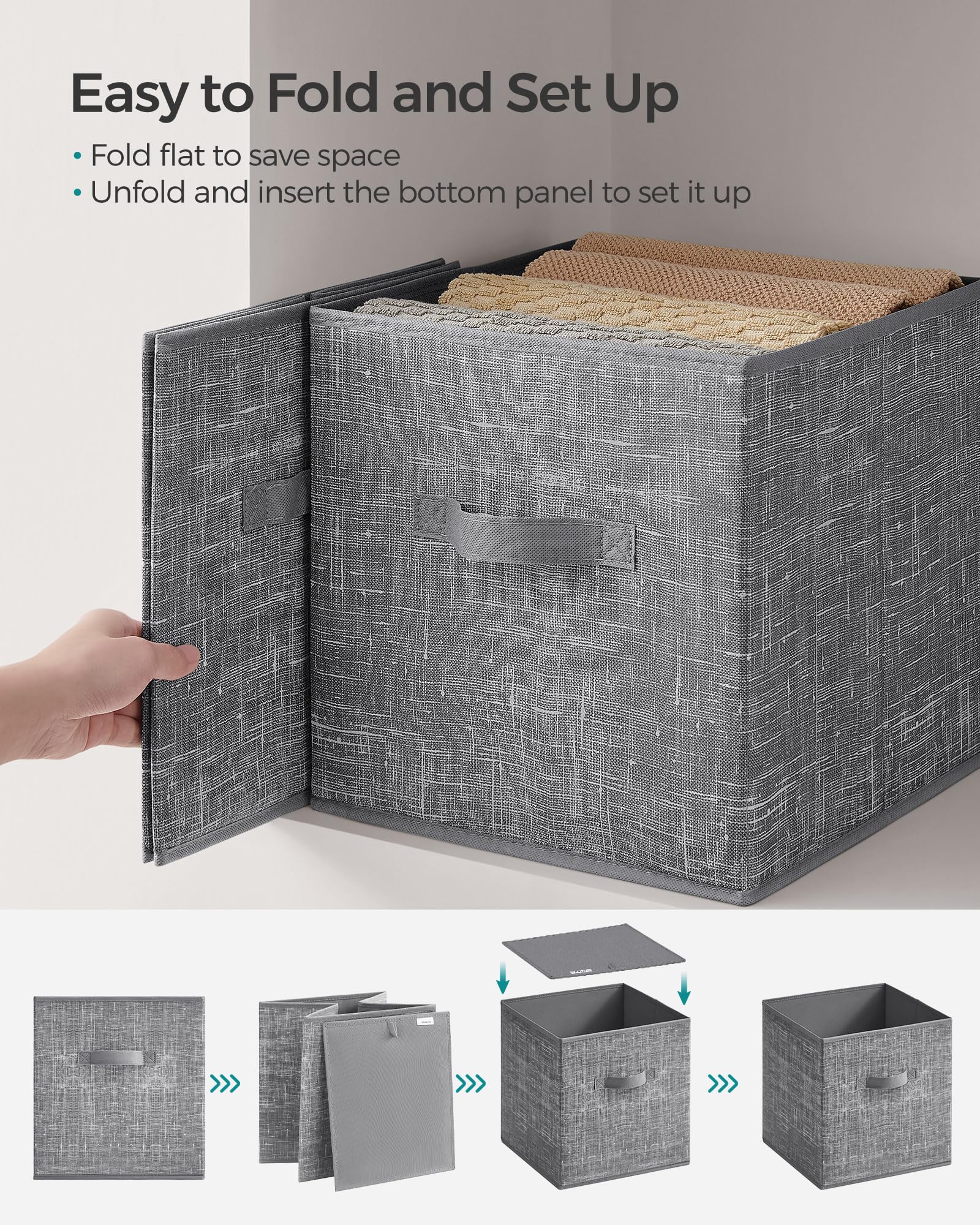 Living room storage with SONGMICS cubes keeping items tidy