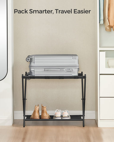 SONGMICS luggage rack keeps daily items organized in hotel or home
