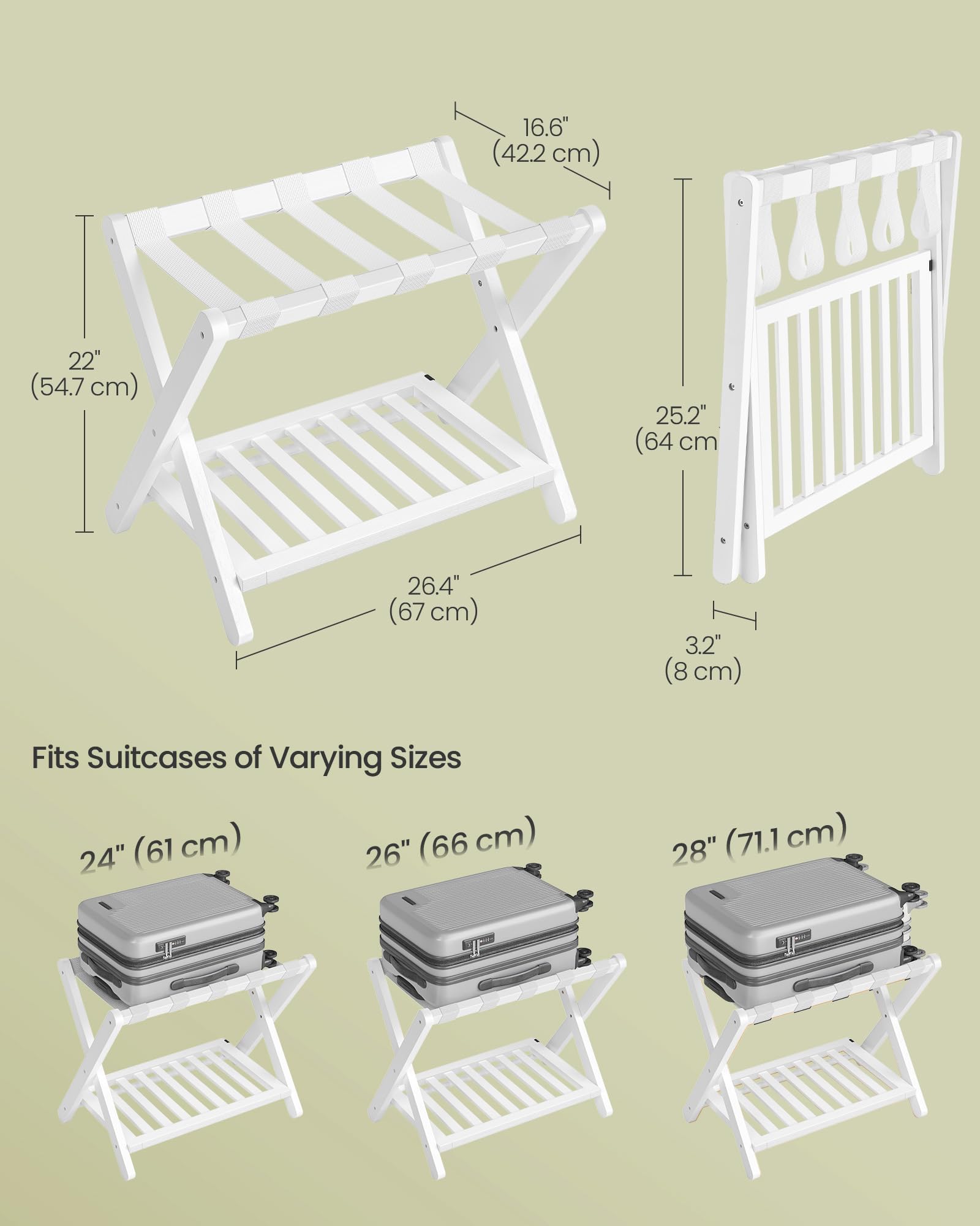 Songmics luggage rack with EVA pads for quiet, floor-friendly use