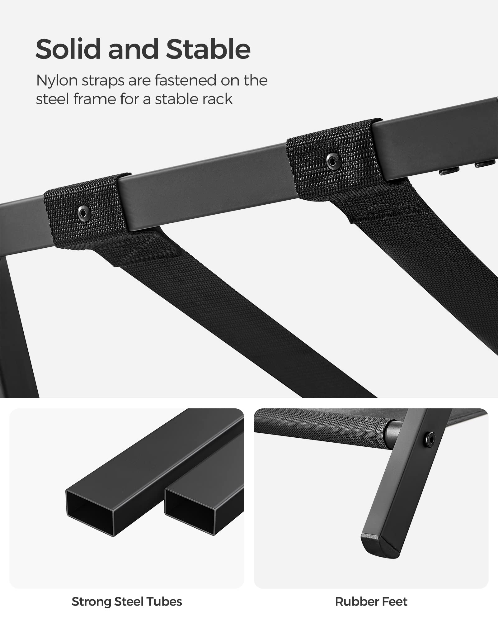 SONGMICS foldable frame protects floors with rubber feet
