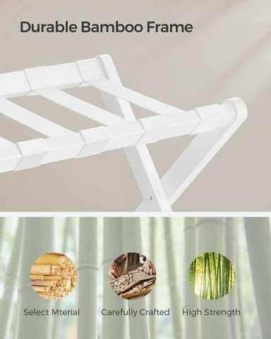 SONGMICS luggage rack folded-compact design saves closet space when not in use