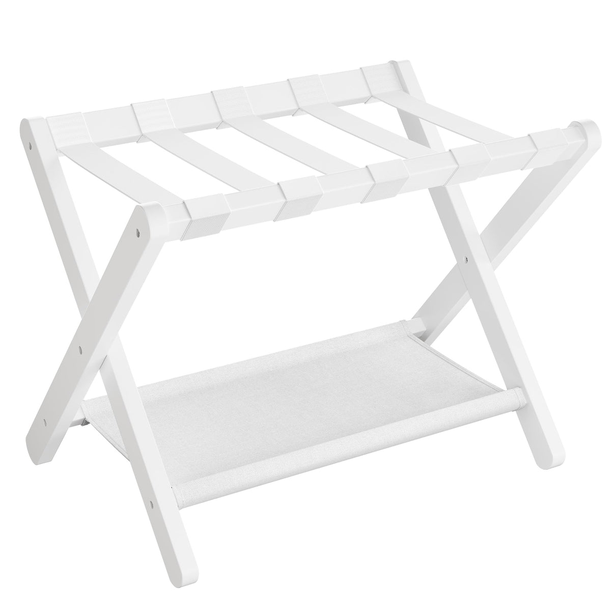 SONGMICS luggage rack full view showing sturdy bamboo frame and wide top surface for easy packing