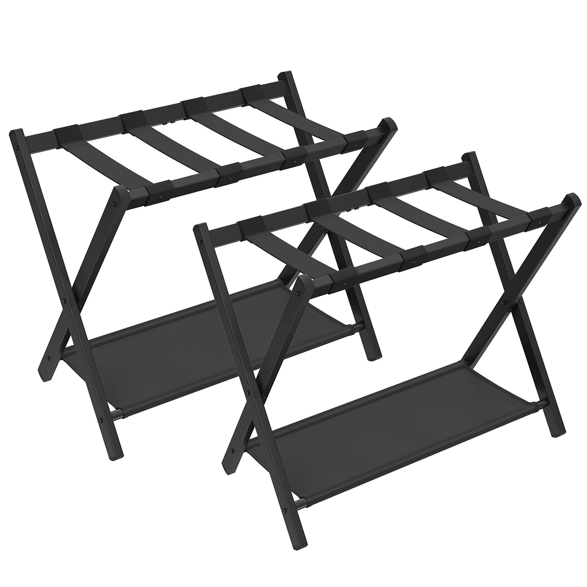 SONGMICS luggage rack set folded for compact storage in a guest room