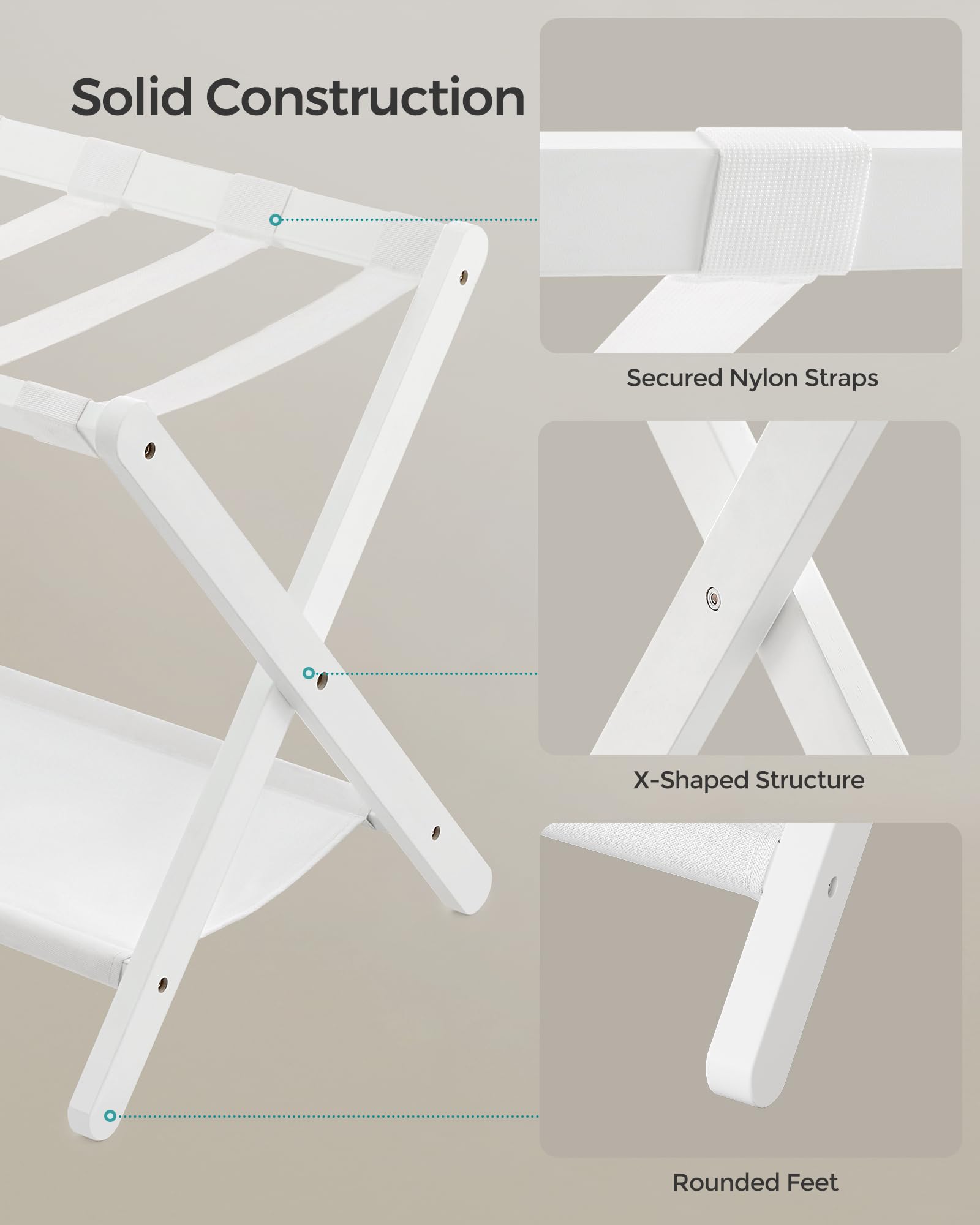 SONGMICS luggage rack lower shelf keeps footwear off the floor and organized