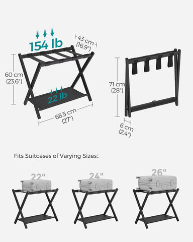 SONGMICS luggage rack top supports up to 154 lb for heavy suitcases
