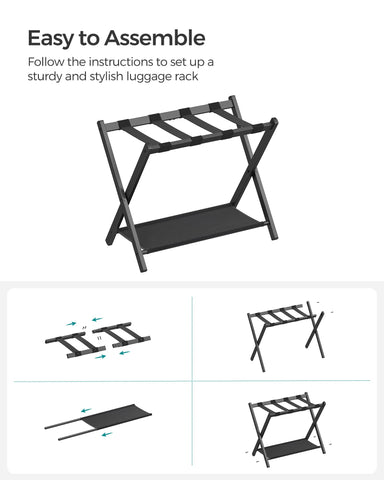 SONGMICS luggage rack fits 22 to 28 inch suitcases on top