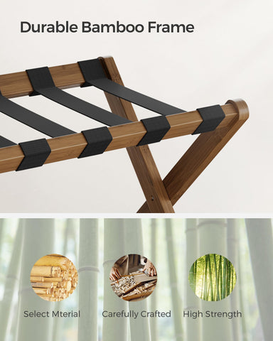 SONGMICS luggage rack lower shelf keeps shoes off the floor and organized.