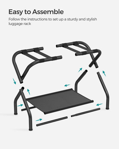 SONGMICS adjustable feet protect floors and stabilize the rack on uneven surfaces.