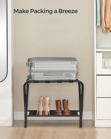 SONGMICS black finish complements décor while providing sturdy storage and organization.