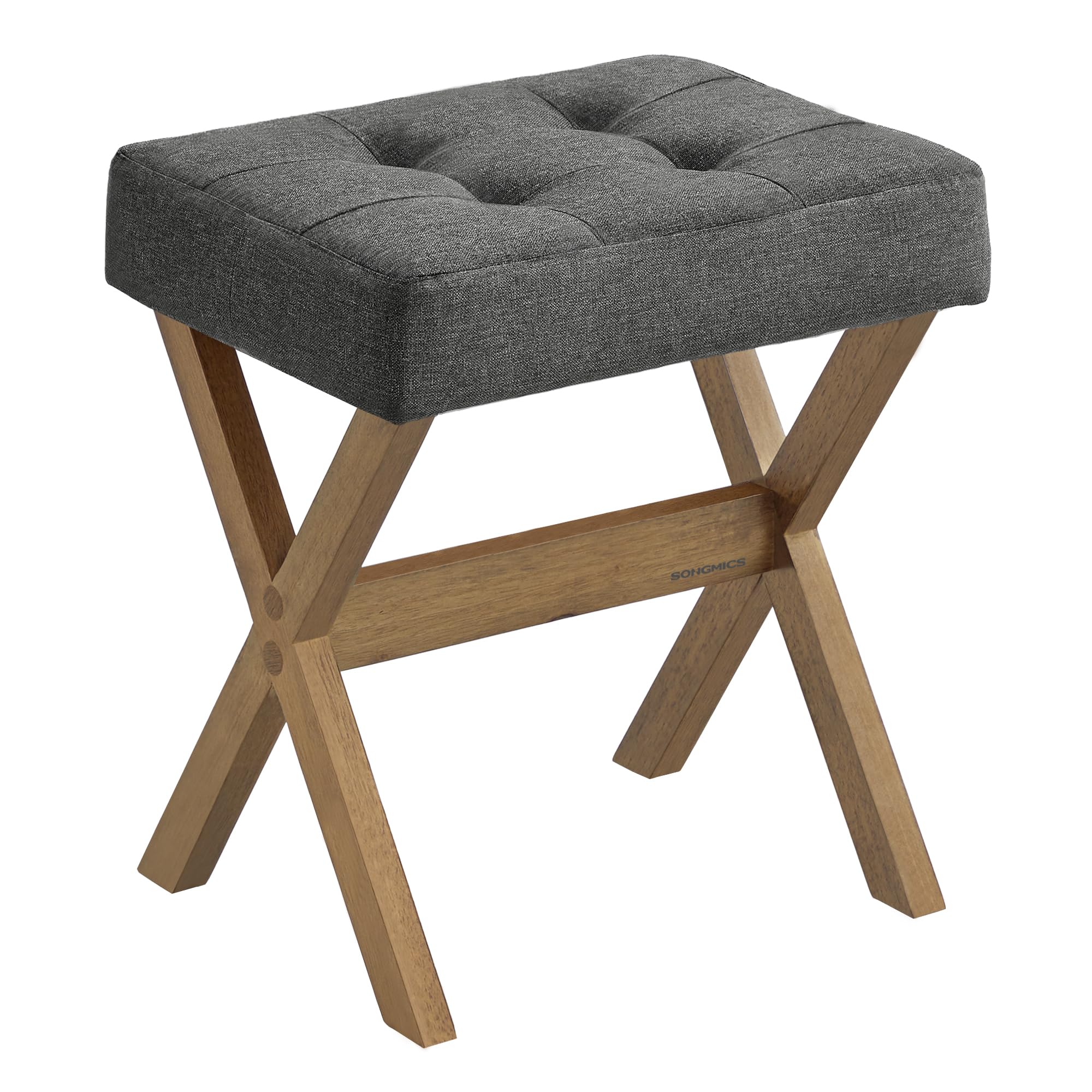 SONGMICS makeup stool under vanity offers space-saving seating.