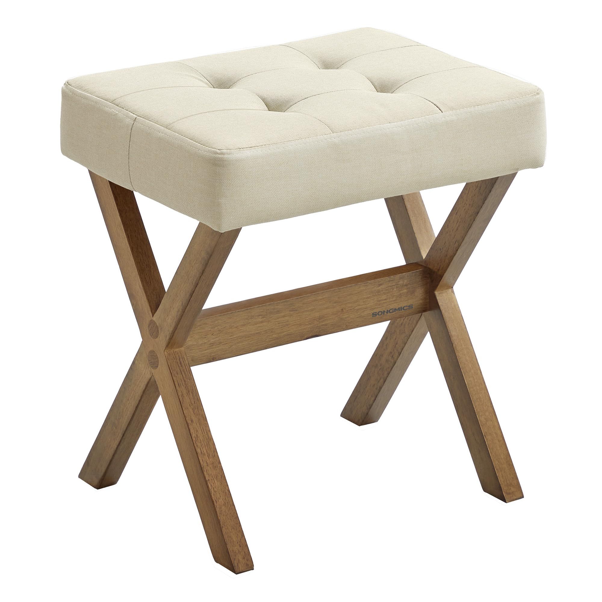 SONGMICS makeup stool tucked under vanity for space-saving