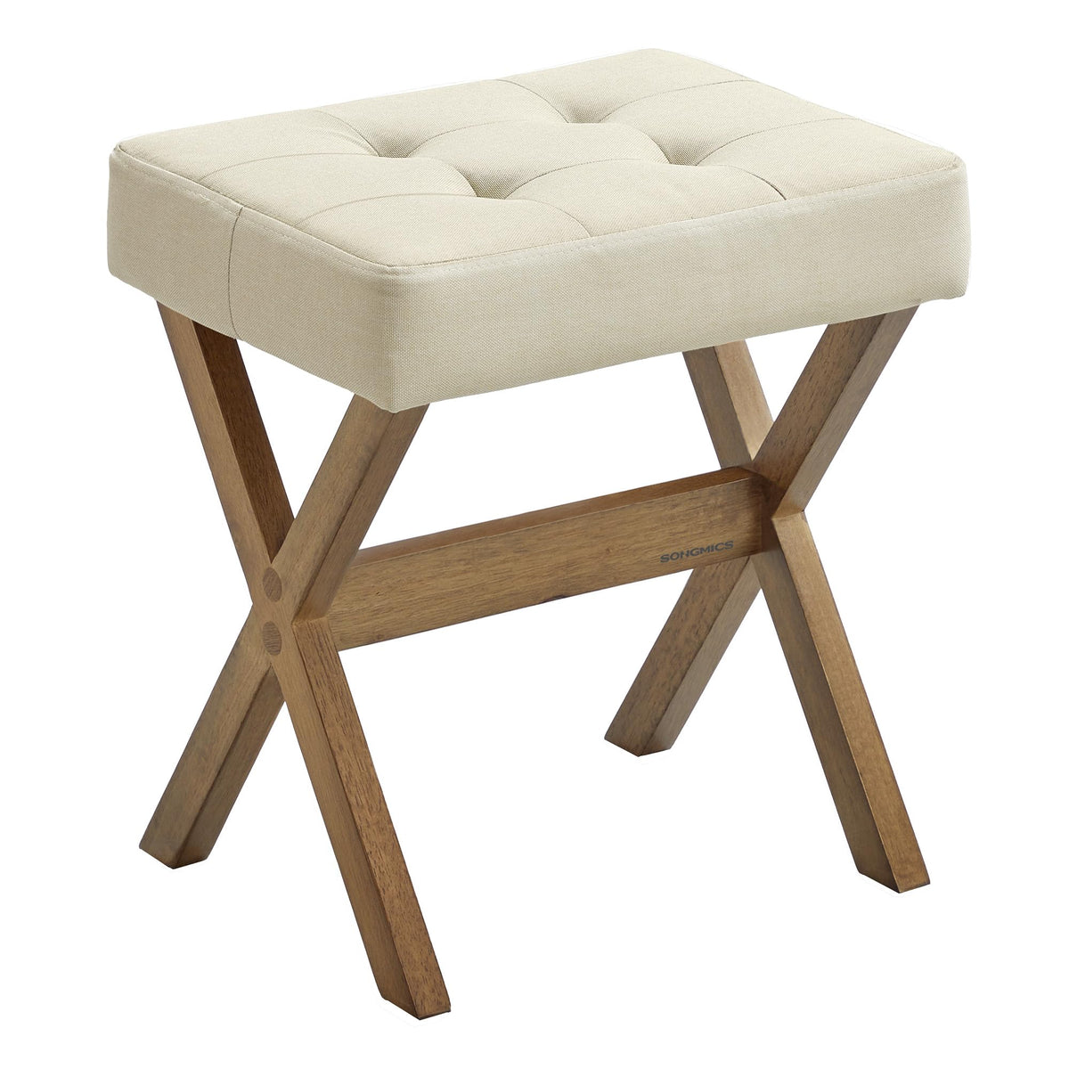 SONGMICS makeup stool tucked under vanity for space-saving