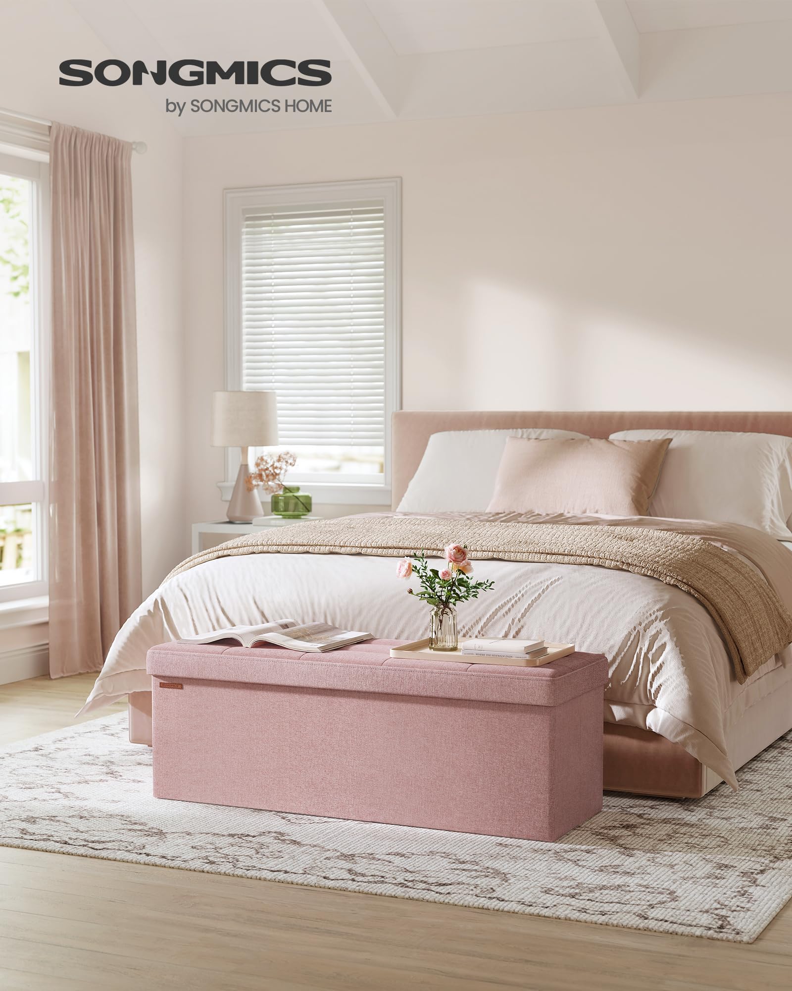 SongMics Mazie 38x110 cm storage bench with ample interior space