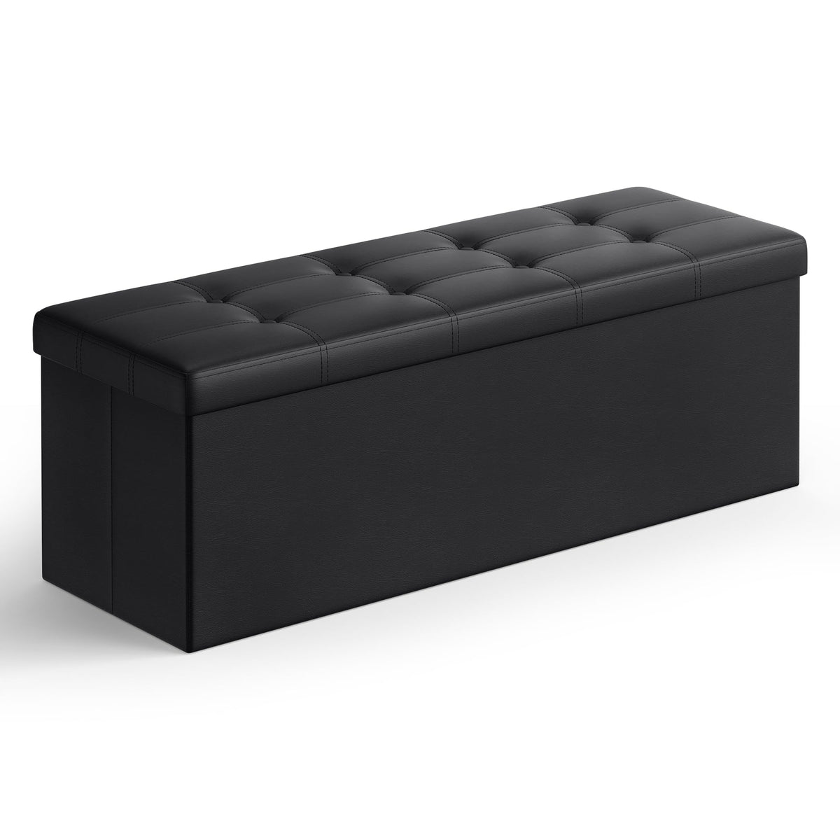 SONGMICS Mazie 43-inch folding ottoman with closed lid for sturdy seating and hidden storage