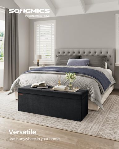 SONGMICS Mazie ample storage capacity for blankets, books, and more.