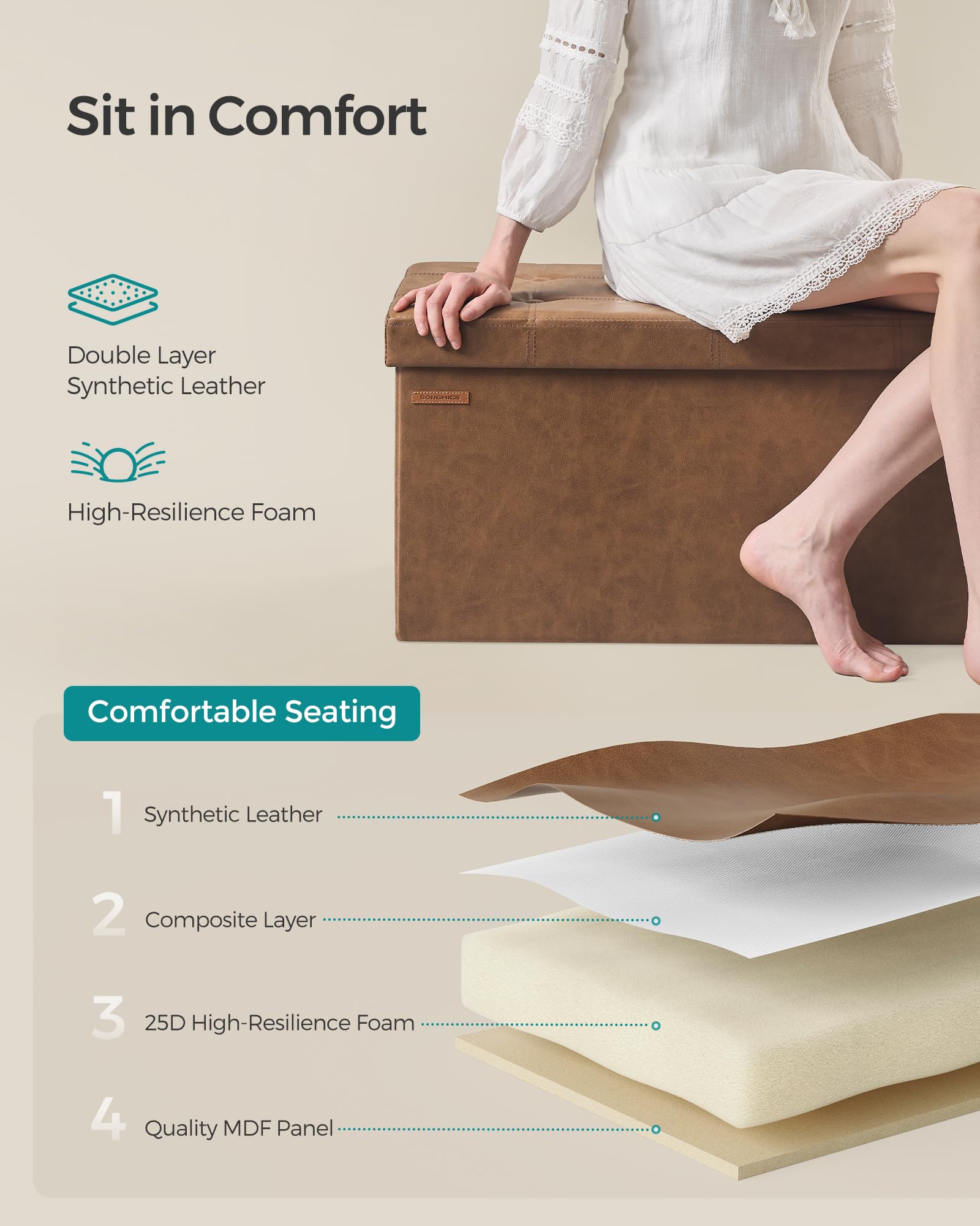SONGMICS Mazie showcases solid base panel construction for support.