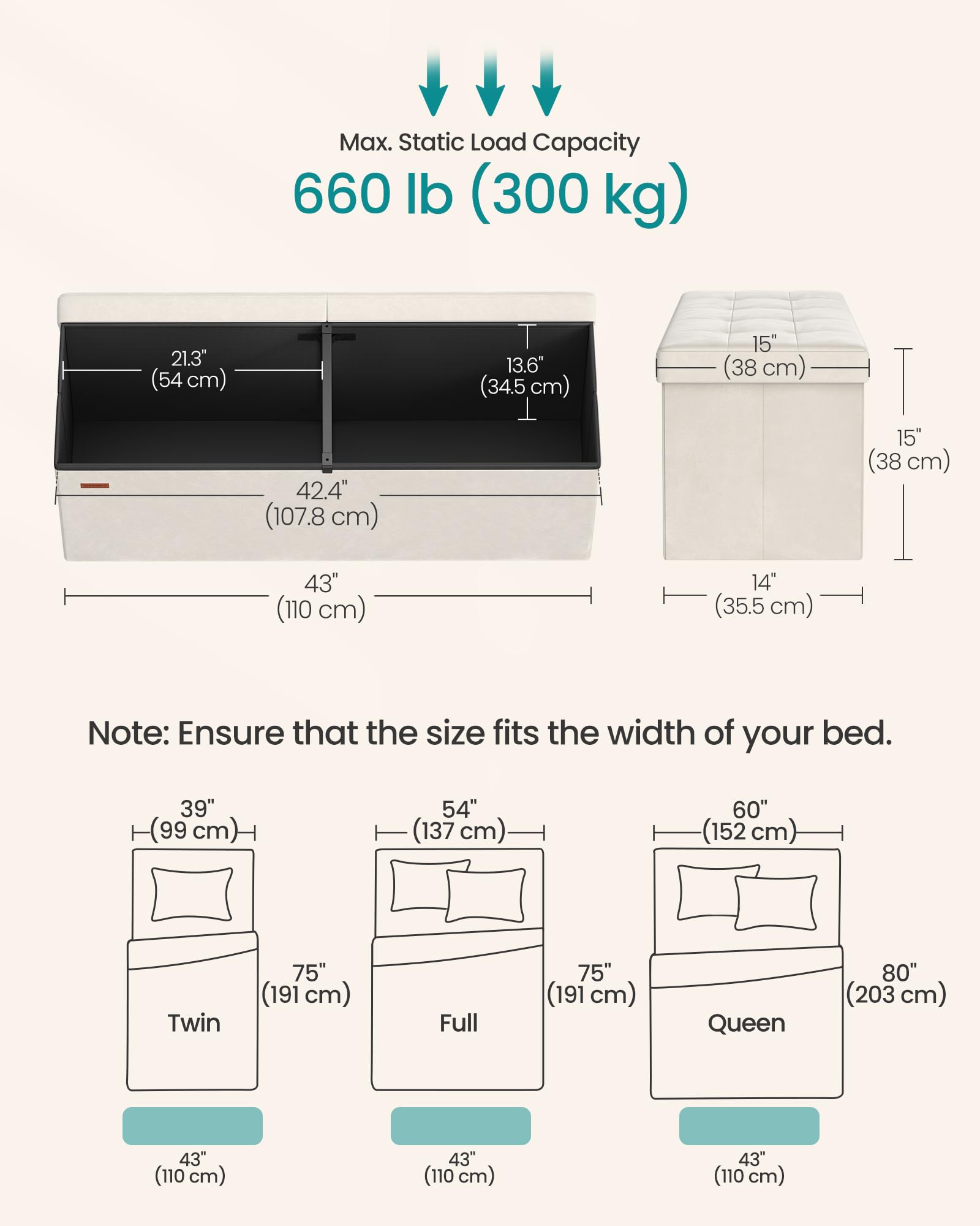 SONGMICS Mazie folding lid provides fast access to contents.