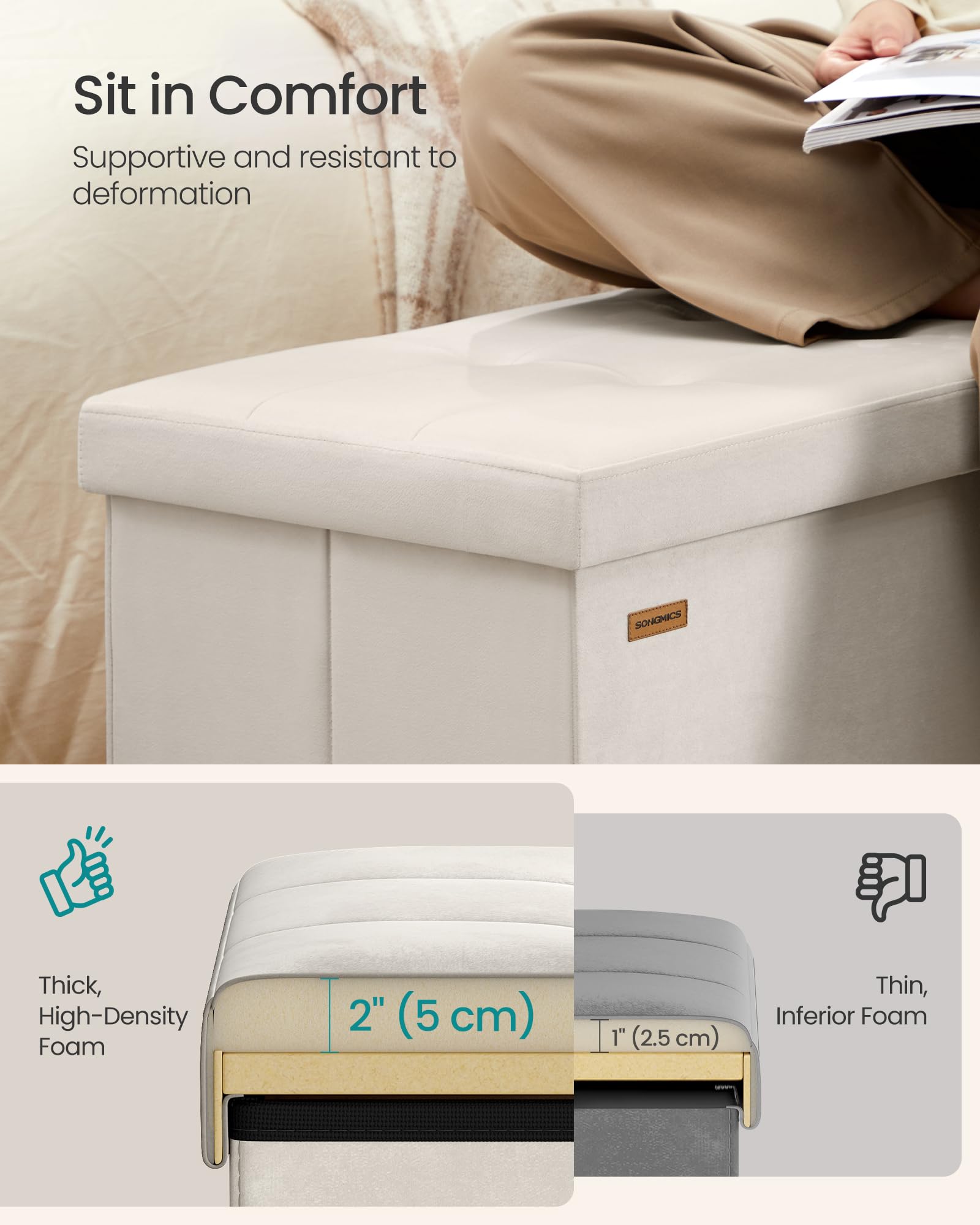 SONGMICS Mazie includes a removable divider for organized storage.