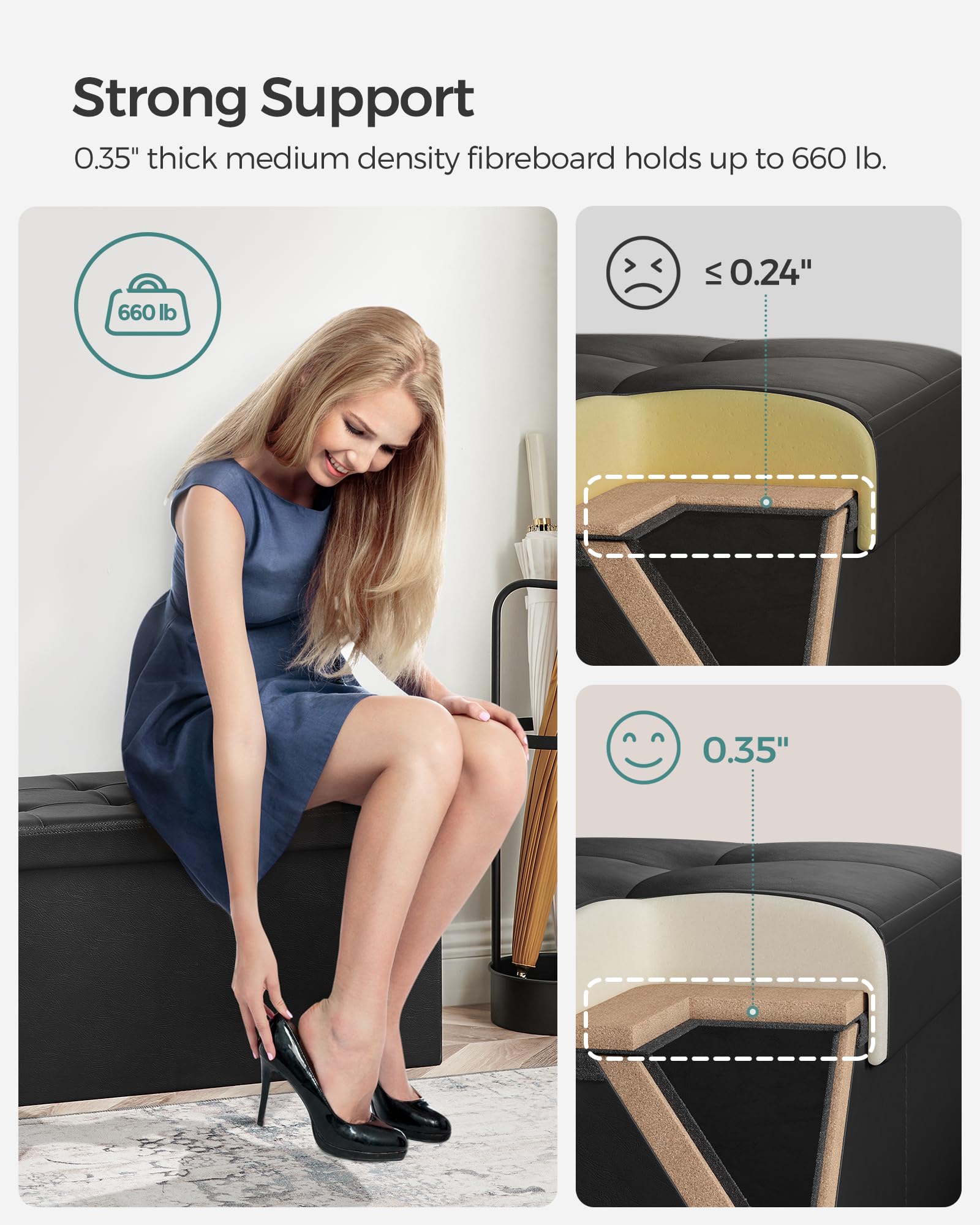 SONGMICS Mazie high-density foam seat for comfortable seating