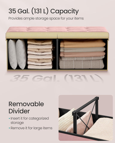 Durable MDF frame with metal corner guards on SONGMICS Mazie ottoman