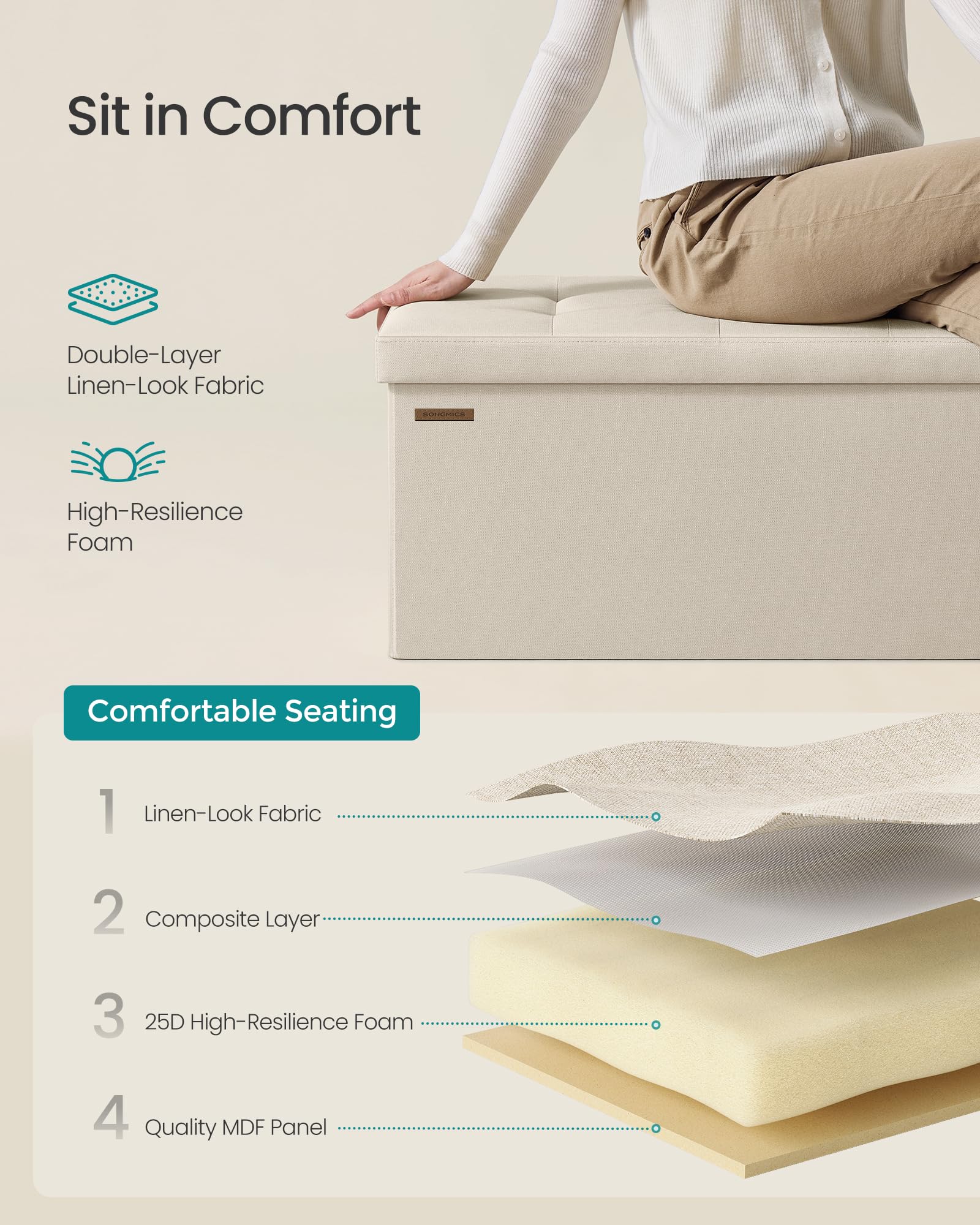 Songmics Mazie cream-white appearance complements modern interiors