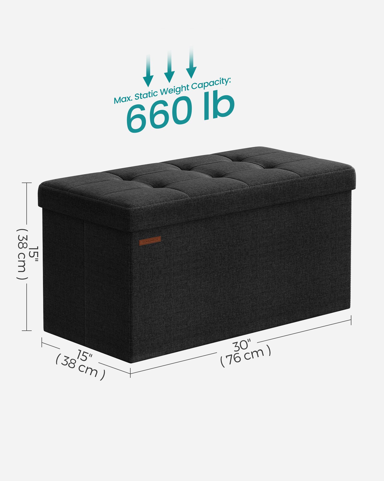 SongMics Mazie dimensions 30W x 15D x 15H inches for roomy storage