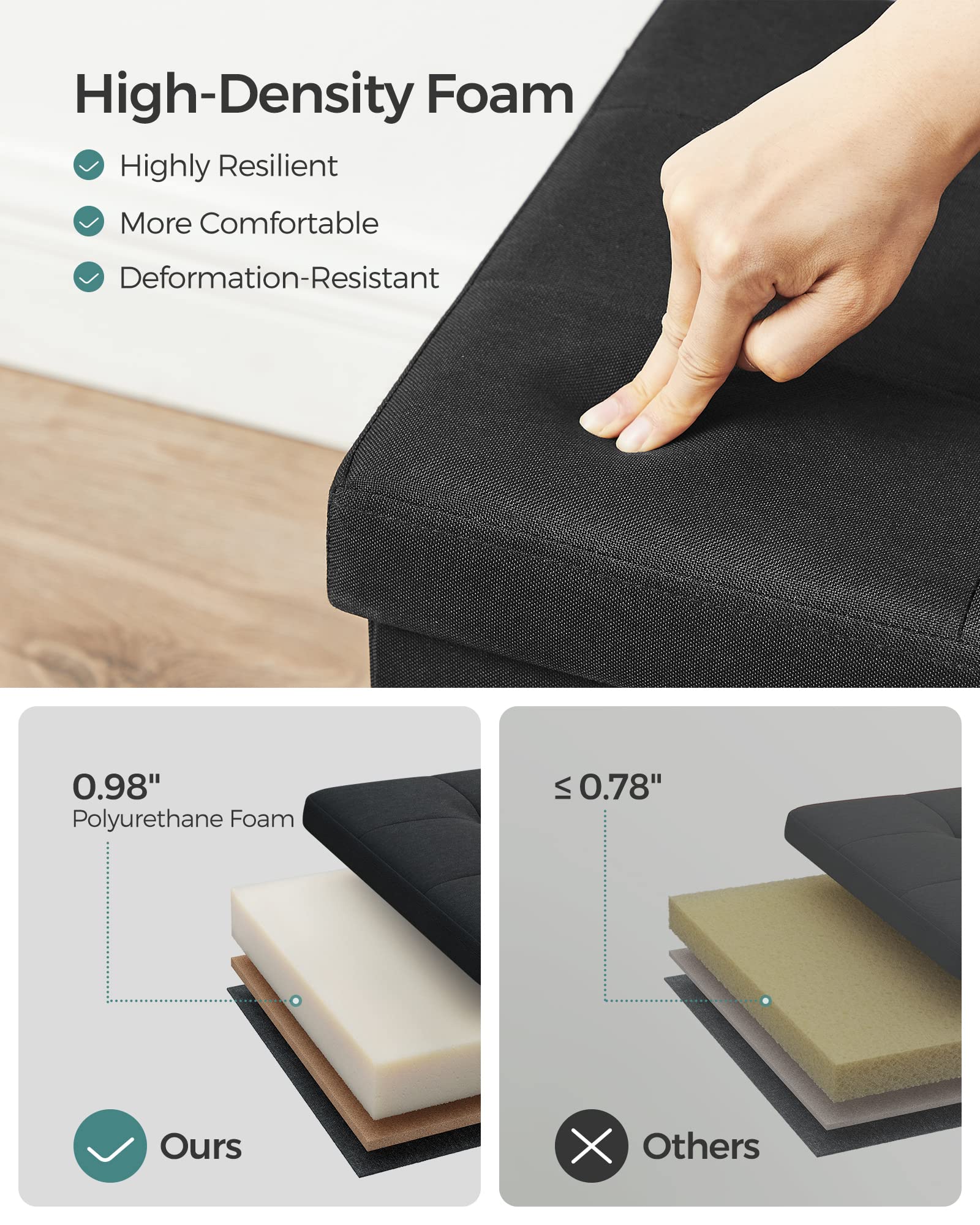 SongMics Mazie end-of-bed bench combining seating with storage in a stylish layout