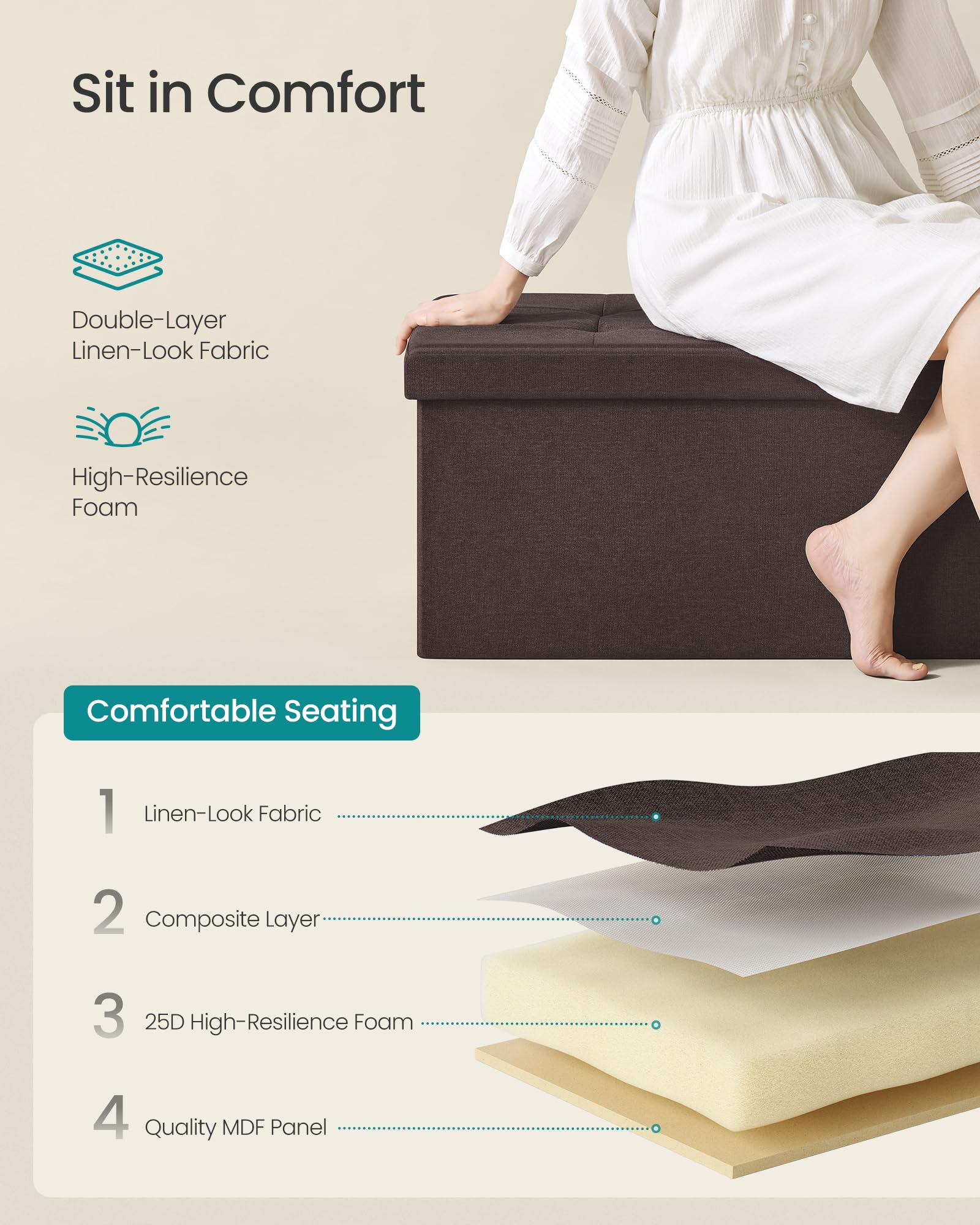 End-of-bed placement of SONGMICS Mazie ottoman bench