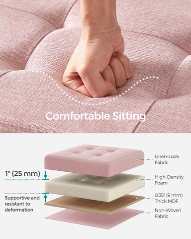 Songmics Mazie end-of-bed bench setup, showcasing versatile seating in a bedroom layout.