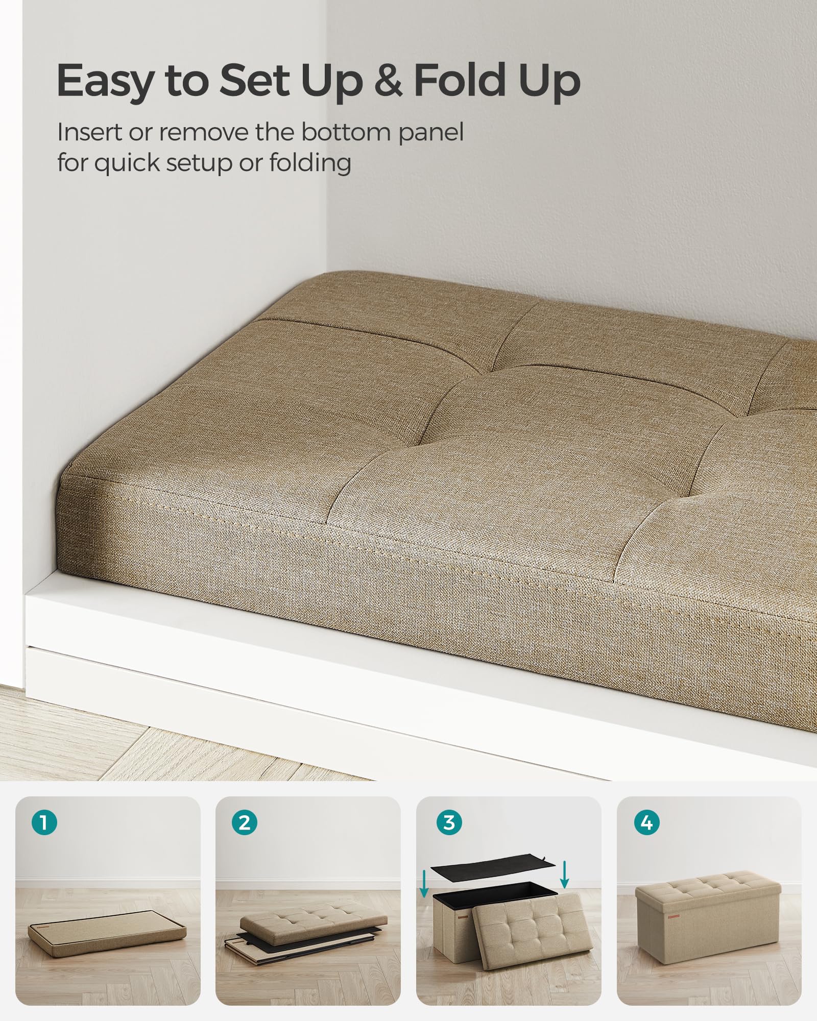 SONGMICS Mazie fold-flat design stores under bed or closet when not in use.