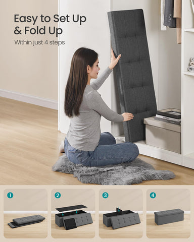 SONGMICS MAZIE end-of-bed placement image, blends with decor while reducing clutter.