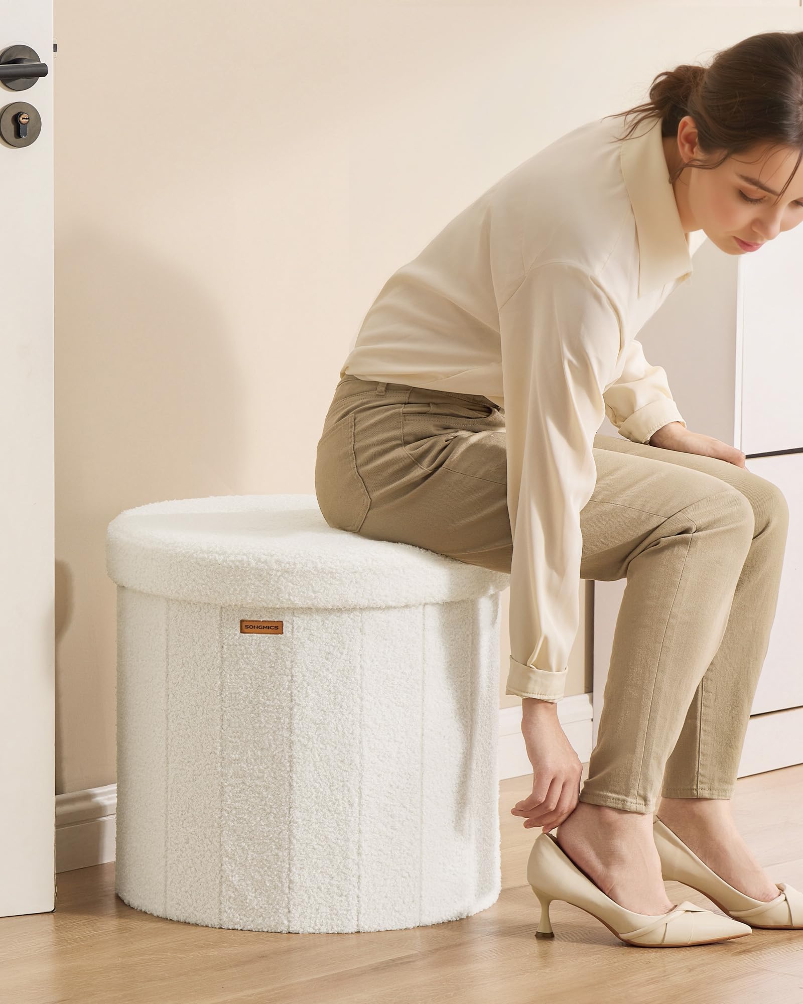 SONGMICS Mazie entryway shoe bench used as stylish multi-function storage