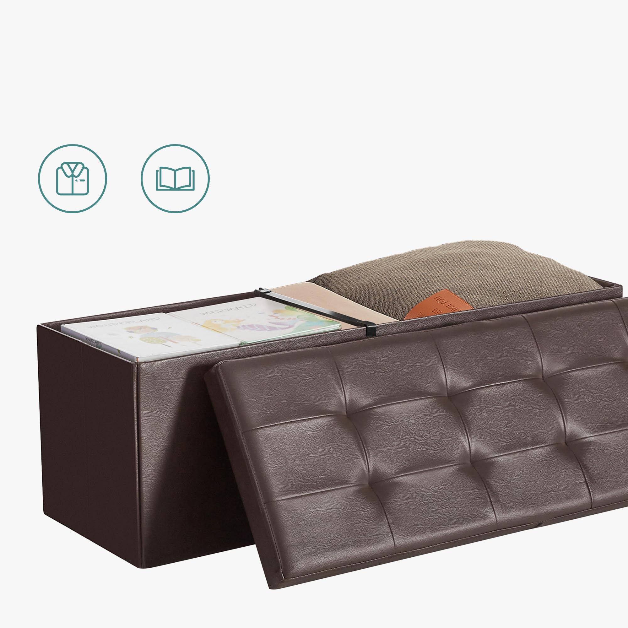 SONGMICS MAZIE folds away neatly under bed or in closet.