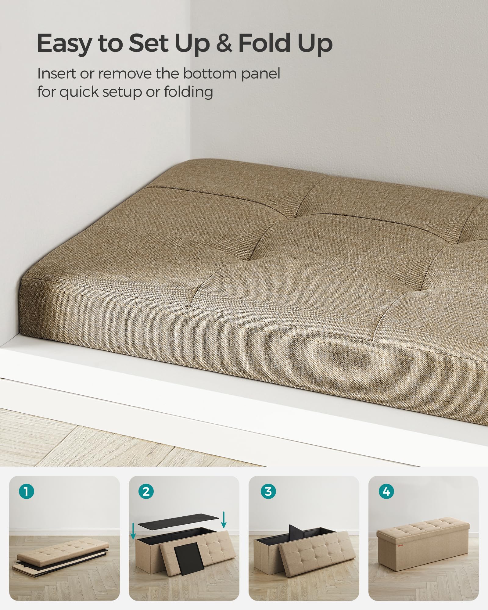 Songmics MAZIE fold-flat design fits under bed when not in use.