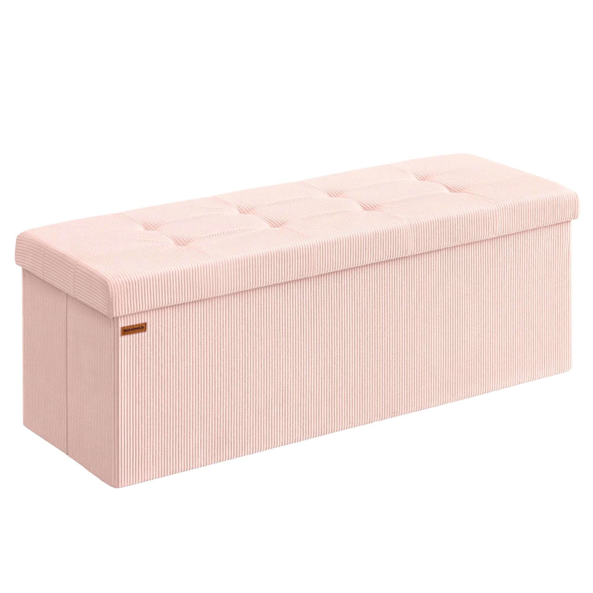 SONGMICS MAZIE foldable ottoman assembly for quick setup and easy stowaway.