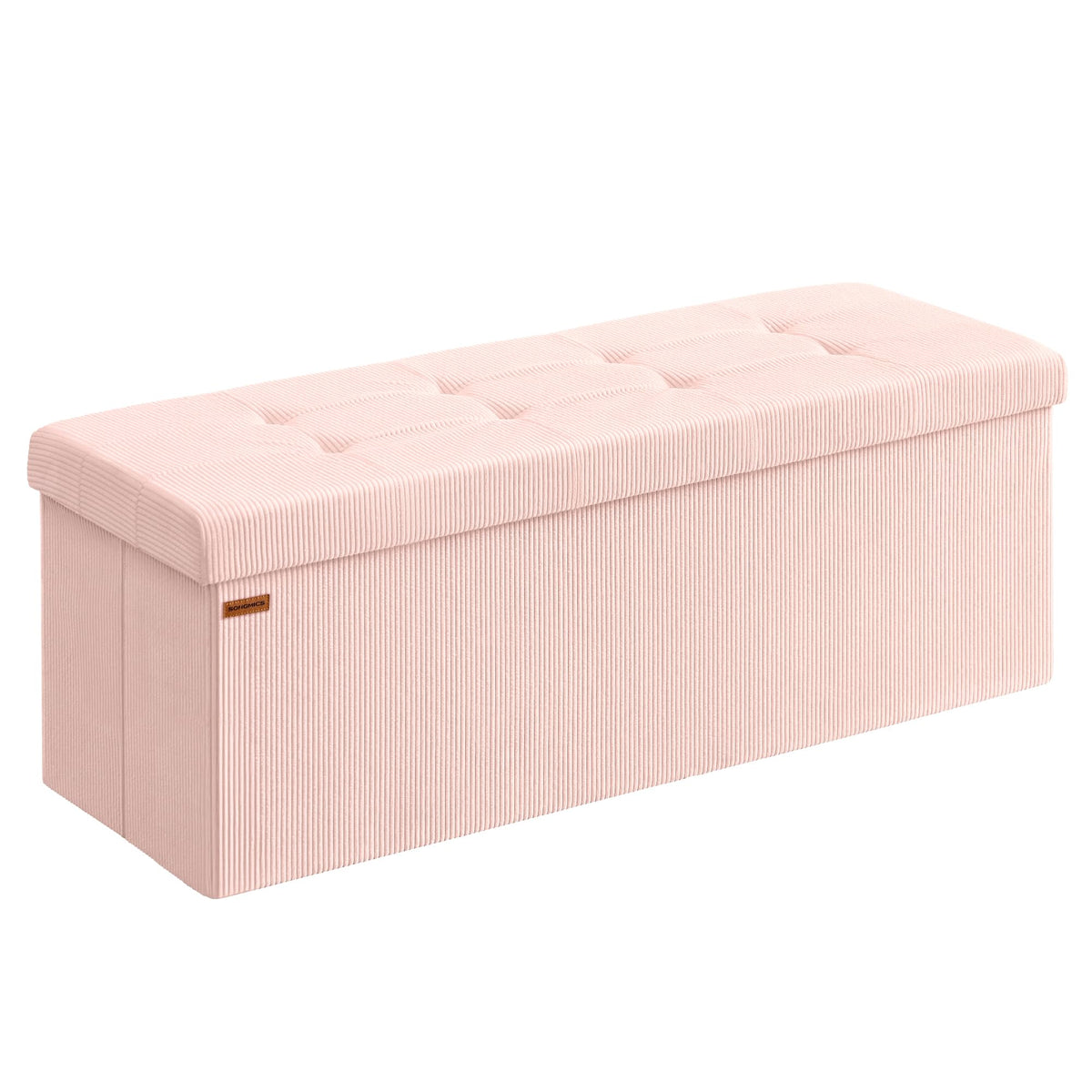SONGMICS MAZIE foldable ottoman assembly for quick setup and easy stowaway.