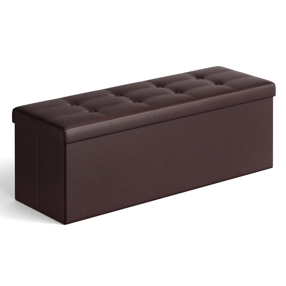Songmics Mazie folding ottoman setup shows quick assembly for instant seating