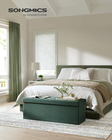 SONGMICS Mazie ottoman showing removable divider for organized storage