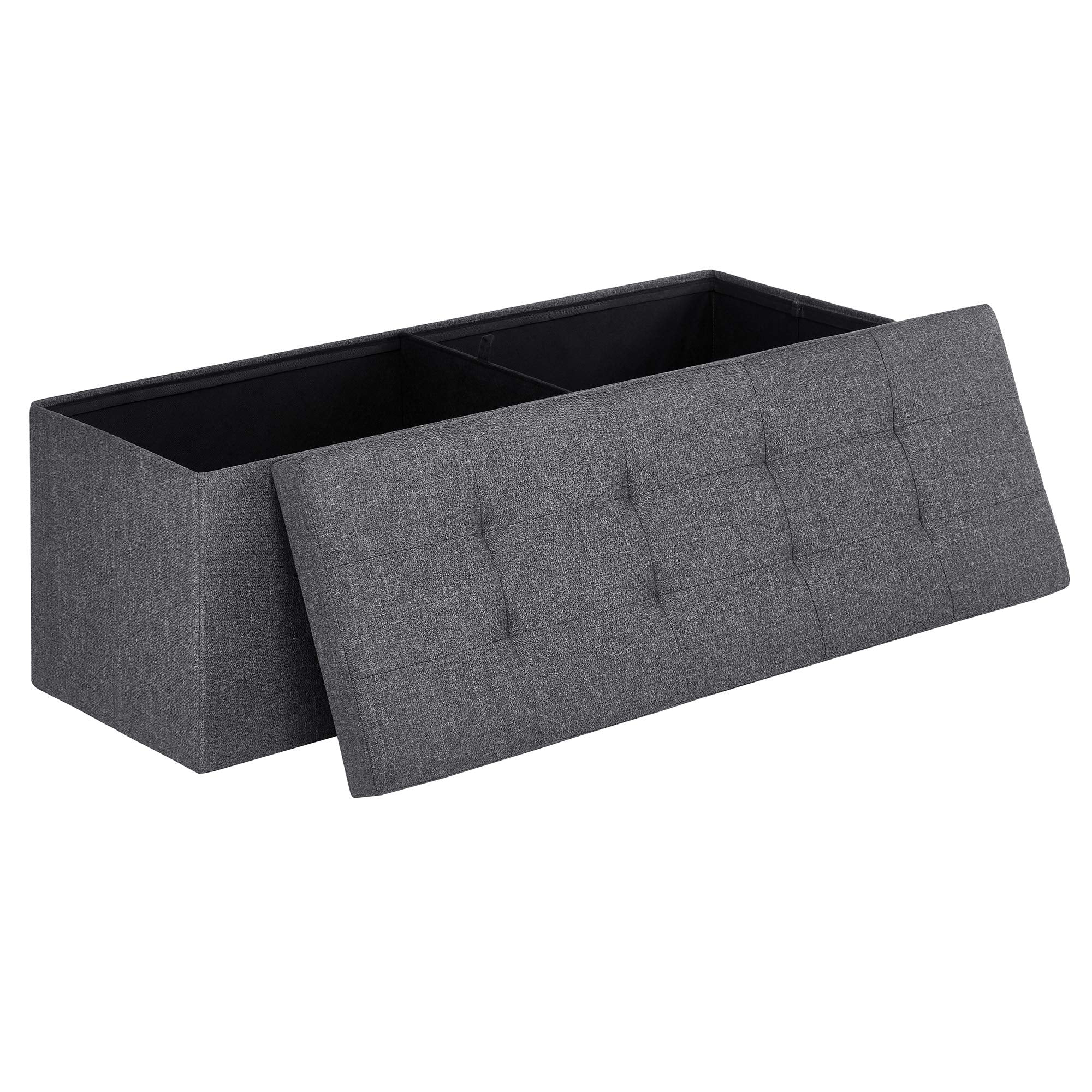 SONGMICS MAZIE folding storage ottoman 43in, easy setup for extra seating.