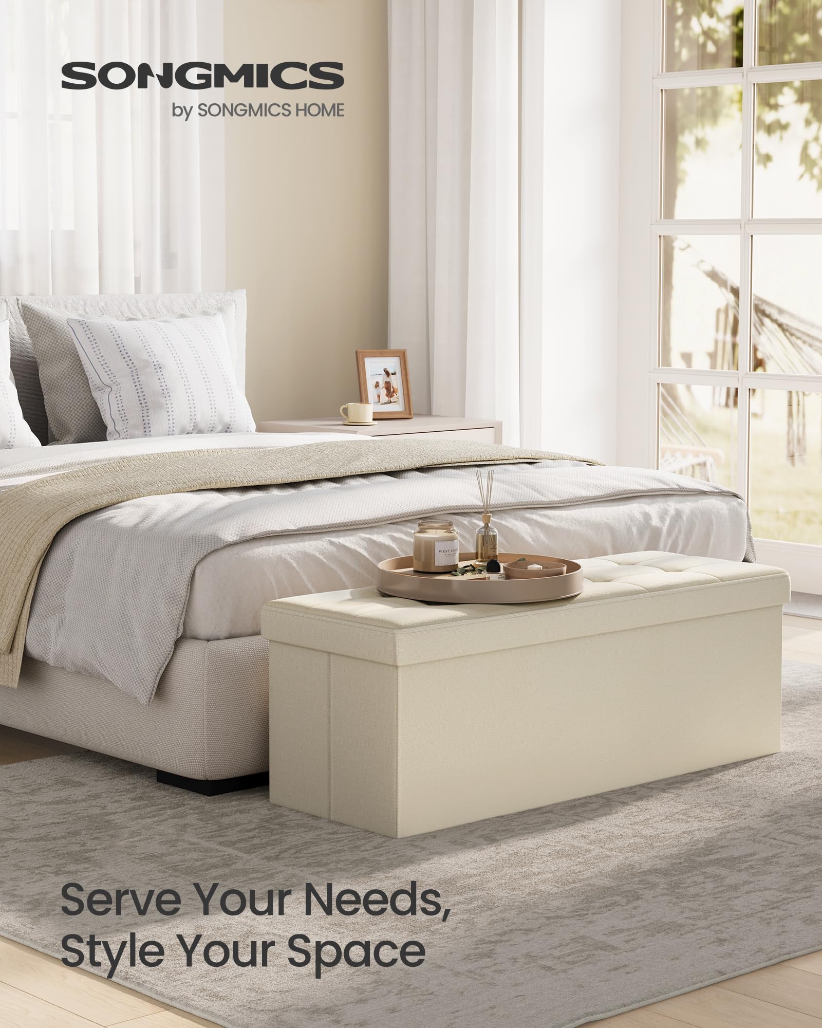 SONGMICS Mazie ottoman with open lid reveals large storage space