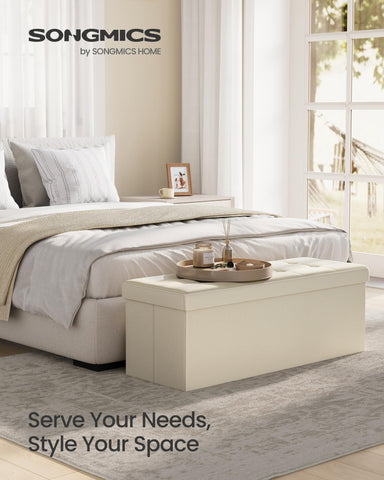 SONGMICS Mazie ottoman with open lid reveals large storage space
