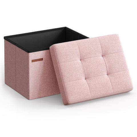 Songmics MAZIE folding ottoman jelly pink with quick setup for instant seating