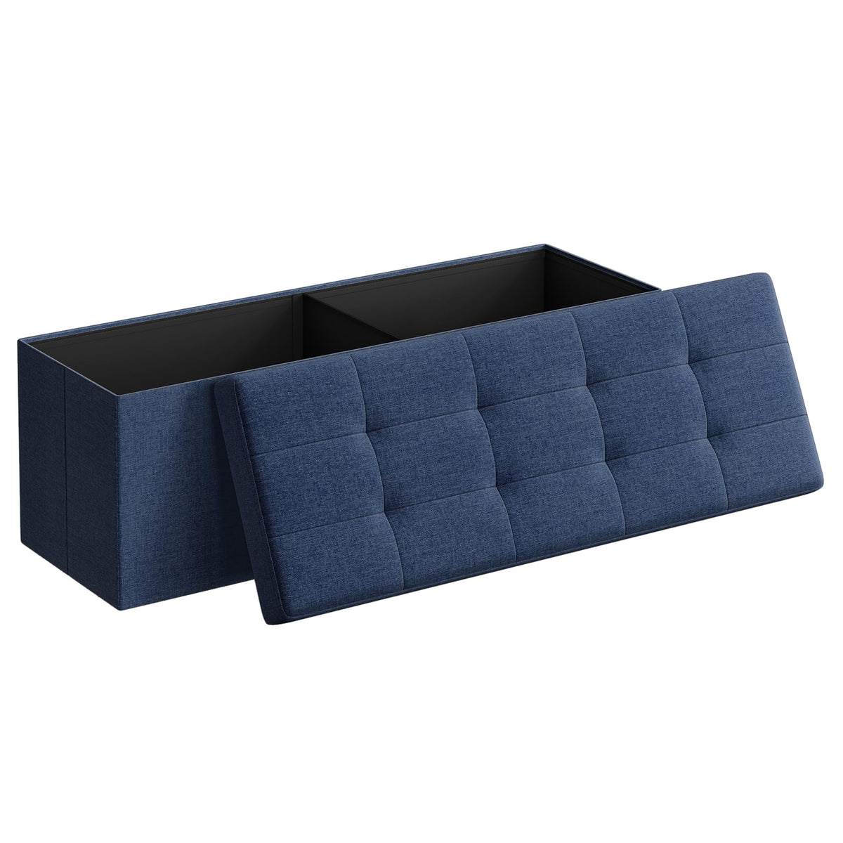 SongMics Mazie folding storage ottoman with open lid for quick access to essentials